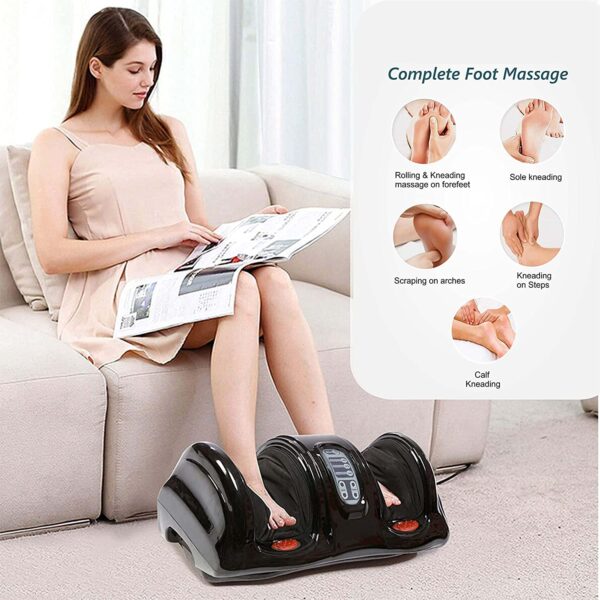 GYMLINE Corded Electric Foot Massager for Relaxation, Ideal for Home with 4 Automatic Programs and 3 Custom Massage Modes